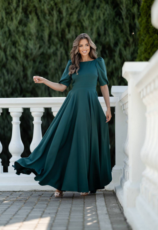 ZELENÉ SPOLOČENSKÉ ŠATY S BALONOVÝMI RUKÁVMI SHEILLA 