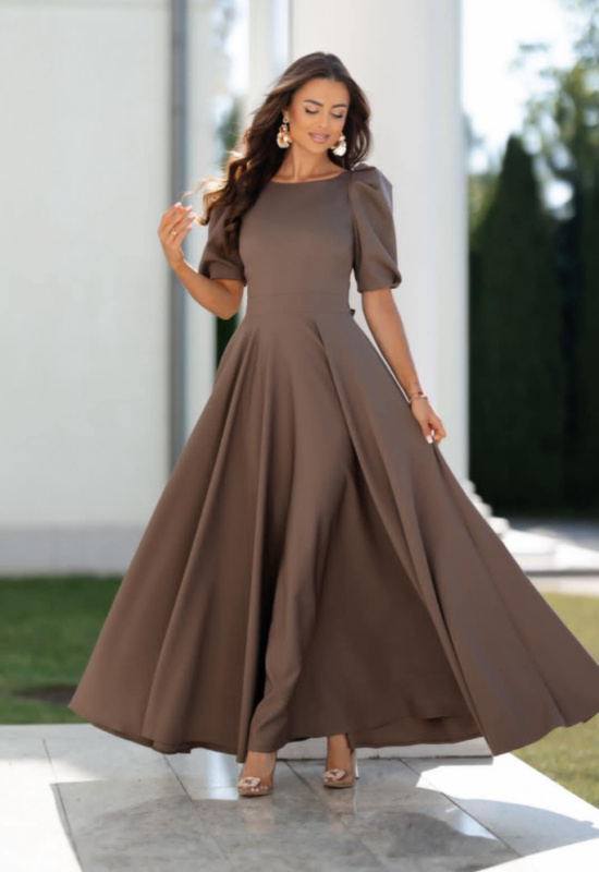 HNEDÉ SPOLOČENSKÉ ŠATY S BALONOVÝMI RUKÁVMI SHEILLA 