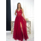 VÍNOVO ČERVENÉ SPOLOČENSKÉ ŠATY S TYLOVOU SUKŇOU  