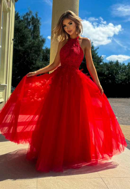 DLHÉ ČERVENÉ SPOLOČENSKÉ ŠATY LOLITA 