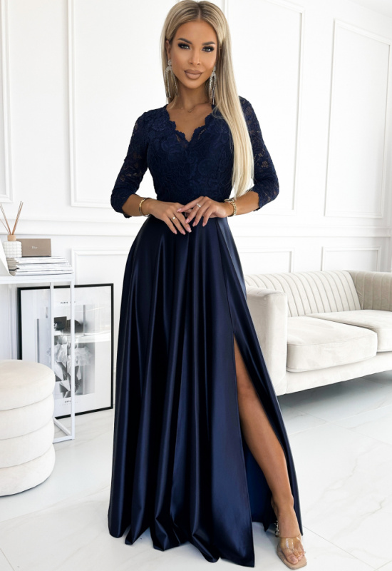 TMAVOMODRÉ DLHÉ SPOLOČENSKÉ ŠATY AMBER II 